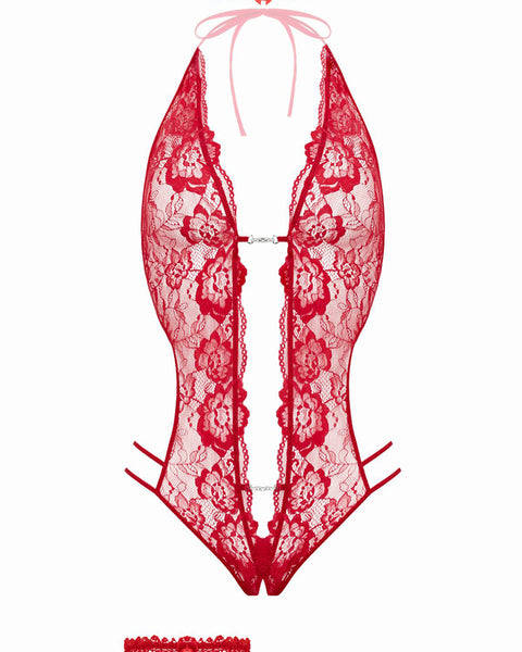 Ensemble body ouvert Renee rouge - Christine